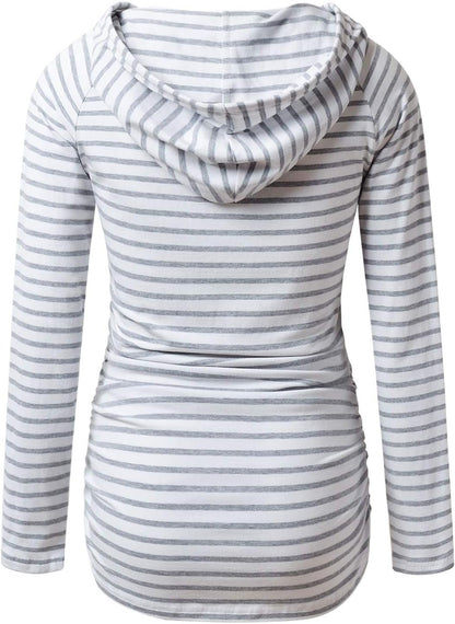 Maternity Hoodie Long Sleeves Shirts Casual Maternity Top Pregnancy Sweatshirt Casual Clothes - Miki Guru Store US