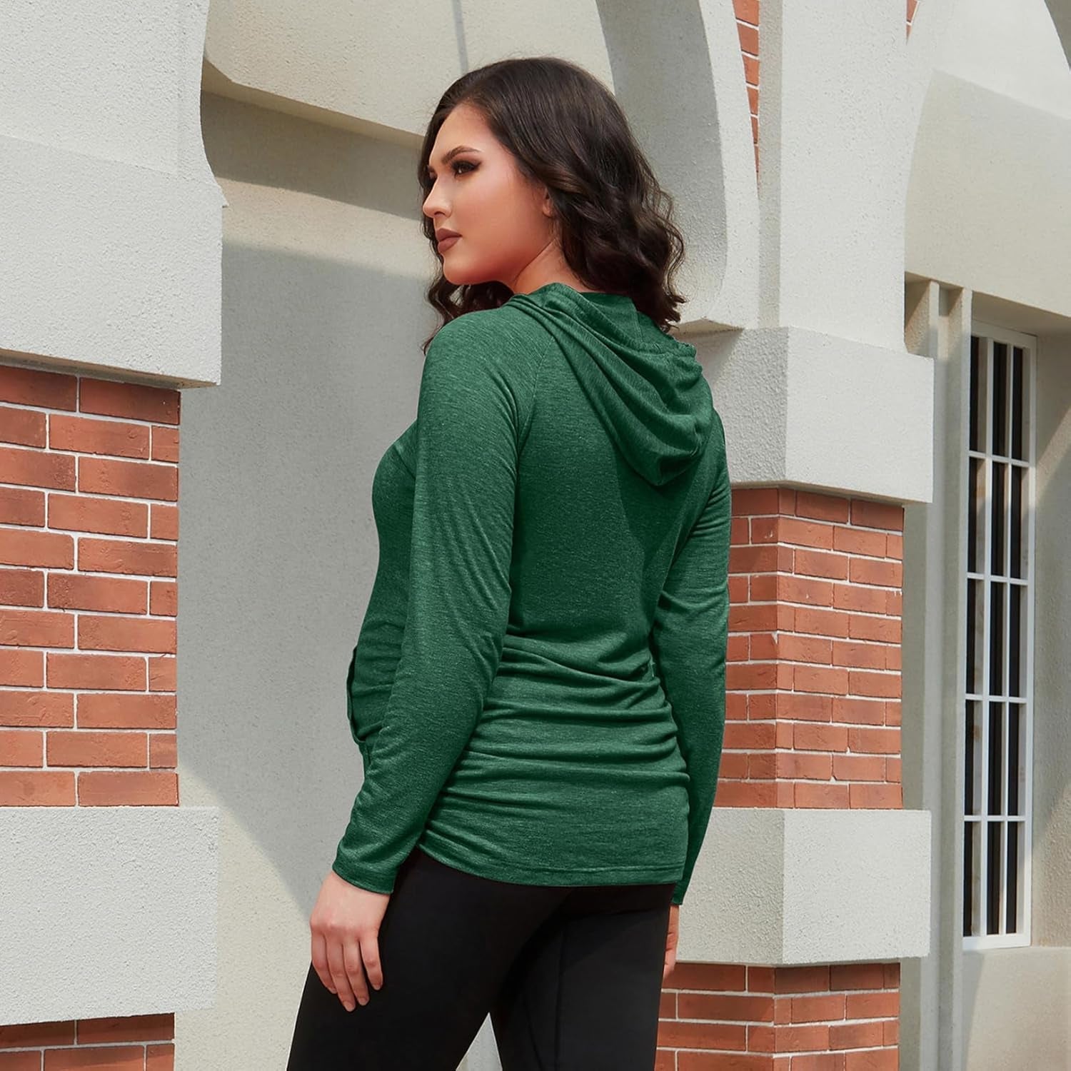 Maternity Hoodie Long Sleeves Shirts Casual Maternity Top Pregnancy Sweatshirt Casual Clothes - Miki Guru Store US