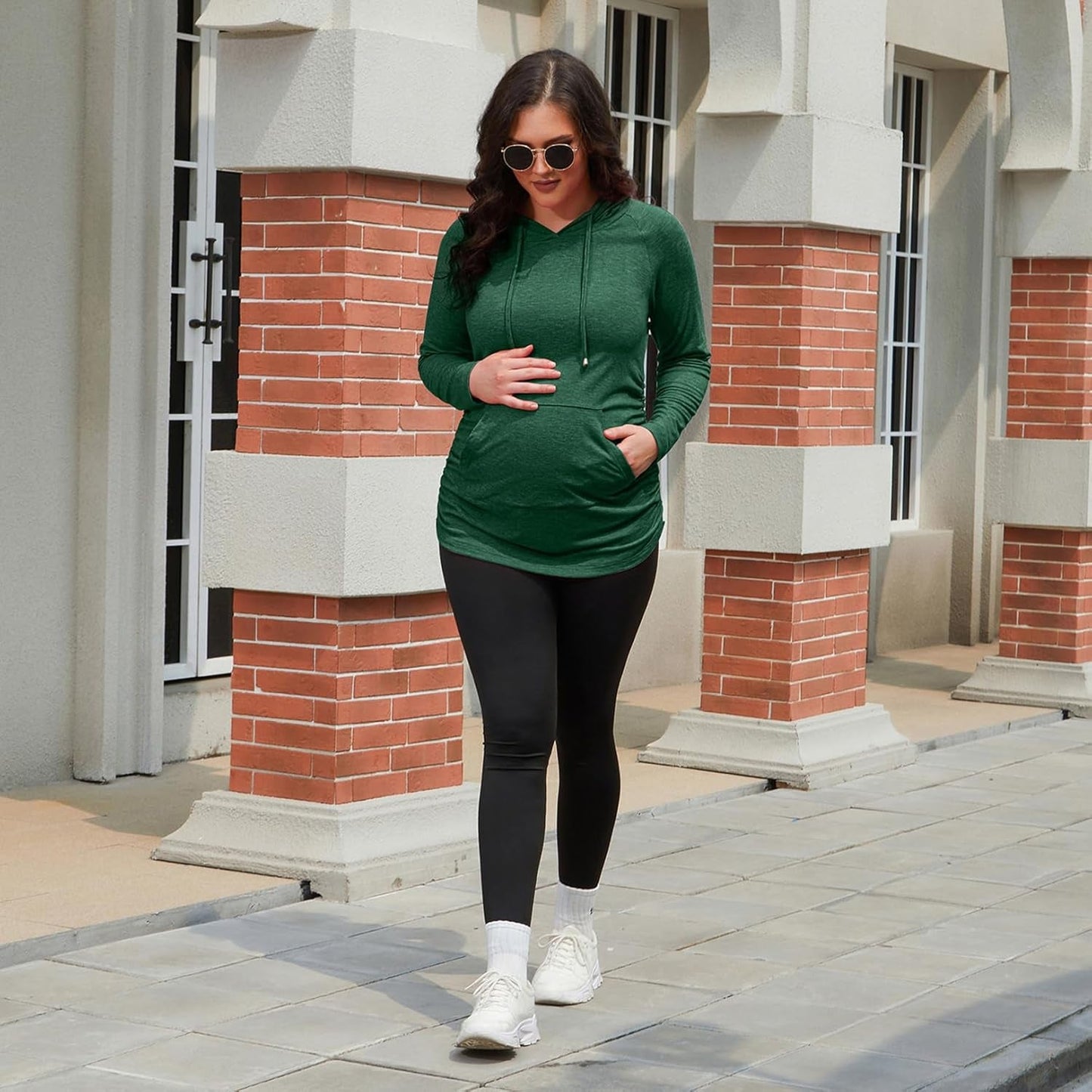 Maternity Hoodie Long Sleeves Shirts Casual Maternity Top Pregnancy Sweatshirt Casual Clothes - Miki Guru Store US