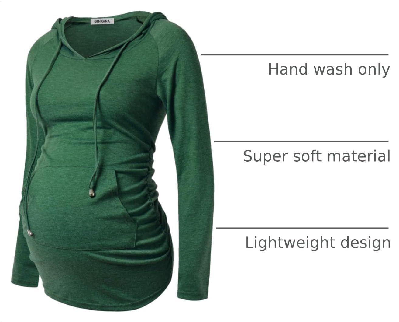 Maternity Hoodie Long Sleeves Shirts Casual Maternity Top Pregnancy Sweatshirt Casual Clothes - Miki Guru Store US