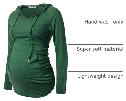Maternity Hoodie Long Sleeves Shirts Casual Maternity Top Pregnancy Sweatshirt Casual Clothes - Miki Guru Store US