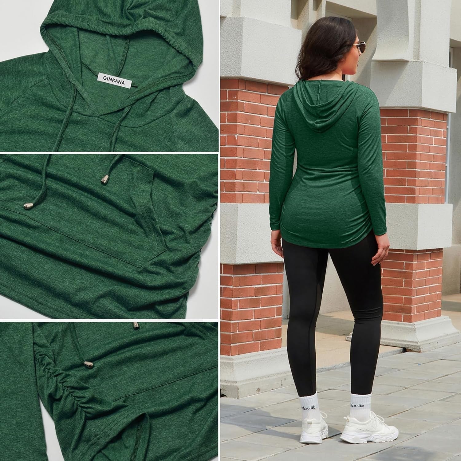 Maternity Hoodie Long Sleeves Shirts Casual Maternity Top Pregnancy Sweatshirt Casual Clothes - Miki Guru Store US
