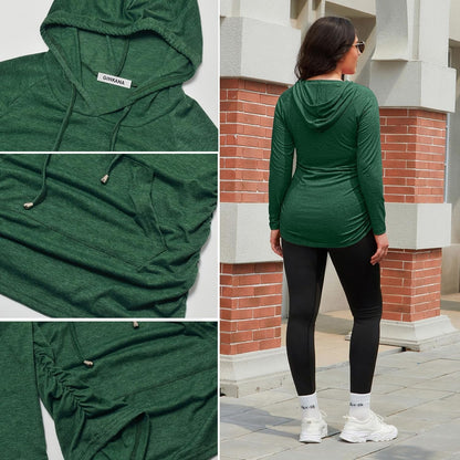 Maternity Hoodie Long Sleeves Shirts Casual Maternity Top Pregnancy Sweatshirt Casual Clothes - Miki Guru Store US