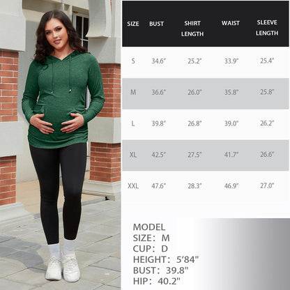 Maternity Hoodie Long Sleeves Shirts Casual Maternity Top Pregnancy Sweatshirt Casual Clothes - Miki Guru Store US
