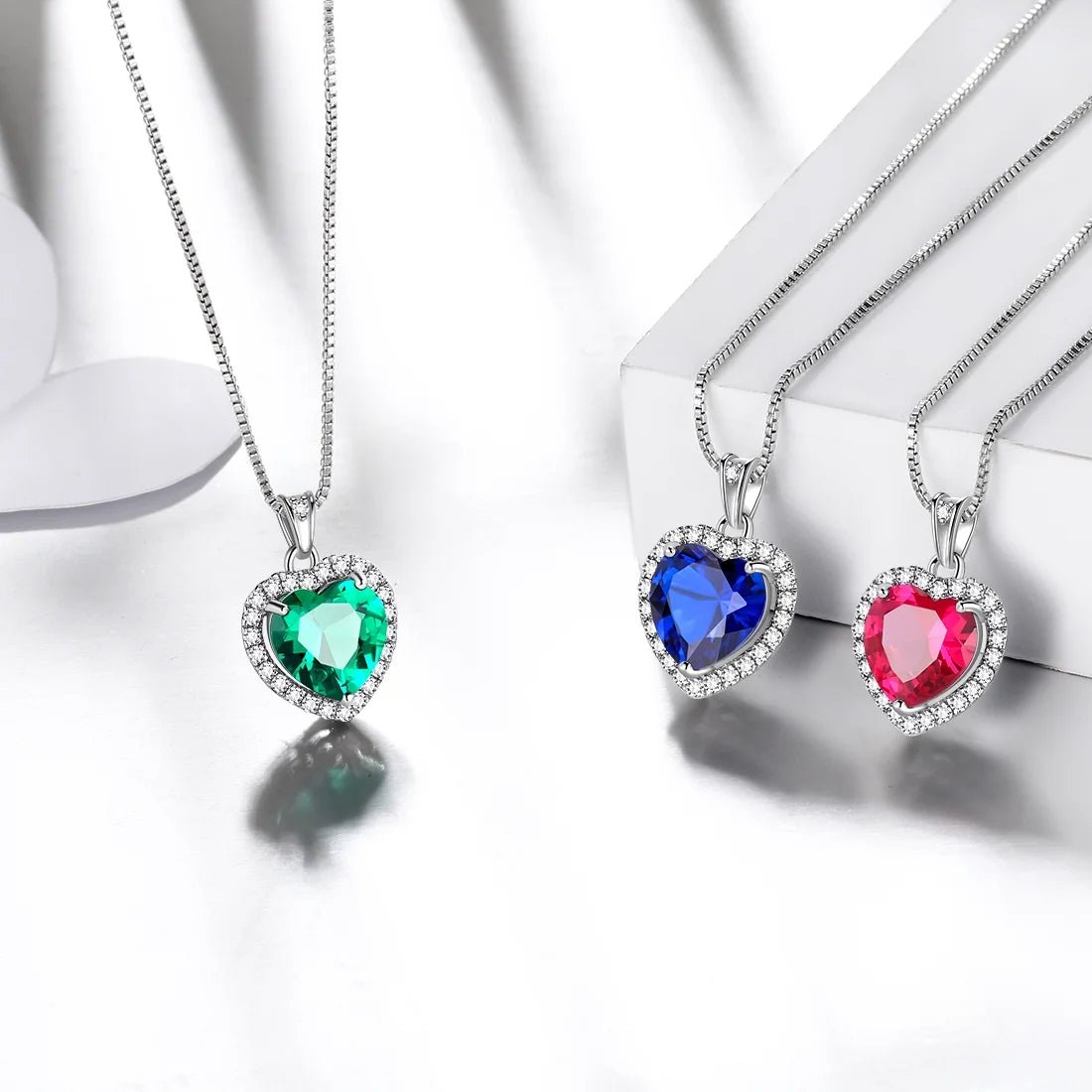 May Birthstone Jewelry Sets for Women, Green Heart Jewelry Set Emerald Necklace Earrings 925 Sterling Silver Fine Jewelry Birthday Mother'S Day Gifts - Miki Guru Store US