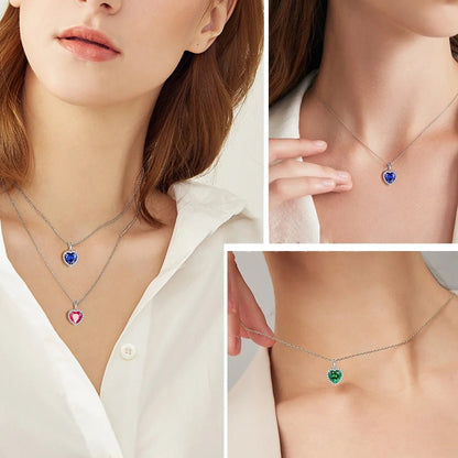 May Birthstone Jewelry Sets for Women, Green Heart Jewelry Set Emerald Necklace Earrings 925 Sterling Silver Fine Jewelry Birthday Mother'S Day Gifts - Miki Guru Store US
