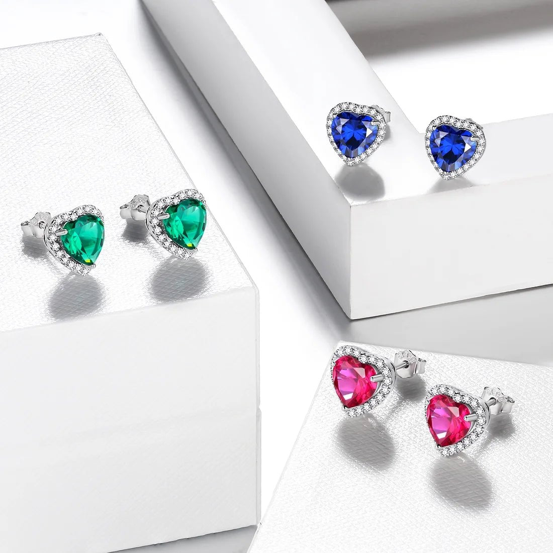 May Birthstone Jewelry Sets for Women, Green Heart Jewelry Set Emerald Necklace Earrings 925 Sterling Silver Fine Jewelry Birthday Mother'S Day Gifts - Miki Guru Store US