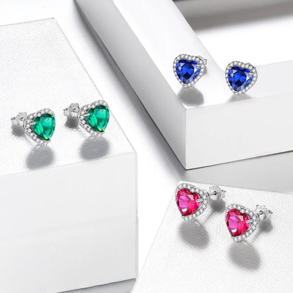 May Birthstone Jewelry Sets for Women, Green Heart Jewelry Set Emerald Necklace Earrings 925 Sterling Silver Fine Jewelry Birthday Mother'S Day Gifts - Miki Guru Store US