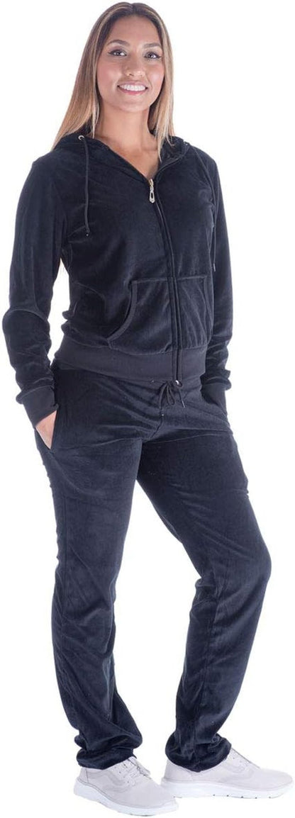 Velour Tracksuit Womens 2 Pieces Joggers Outfits Jogging Sweatsuits Set Soft Sports Sweat Suits Pants - Miki Guru Store US