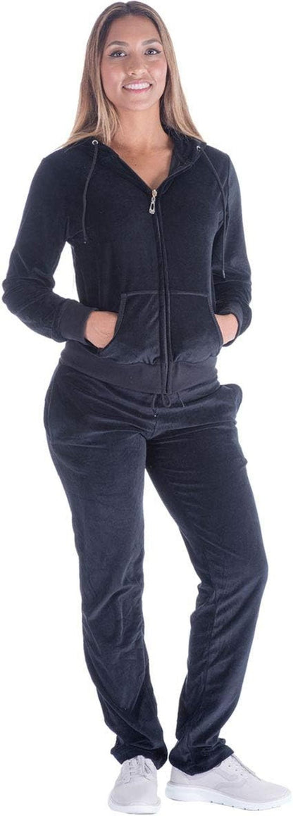 Velour Tracksuit Womens 2 Pieces Joggers Outfits Jogging Sweatsuits Set Soft Sports Sweat Suits Pants - Miki Guru Store US