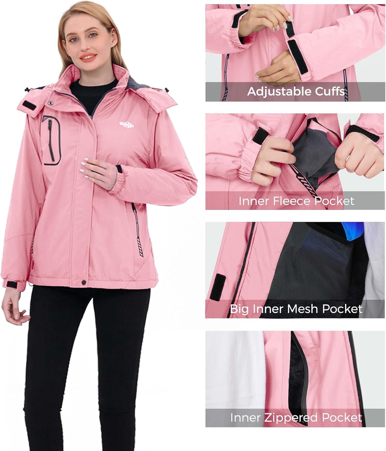 Women Hardshell Waterproof Windproof Insulated Ski Trekking Jacket - Miki Guru Store US