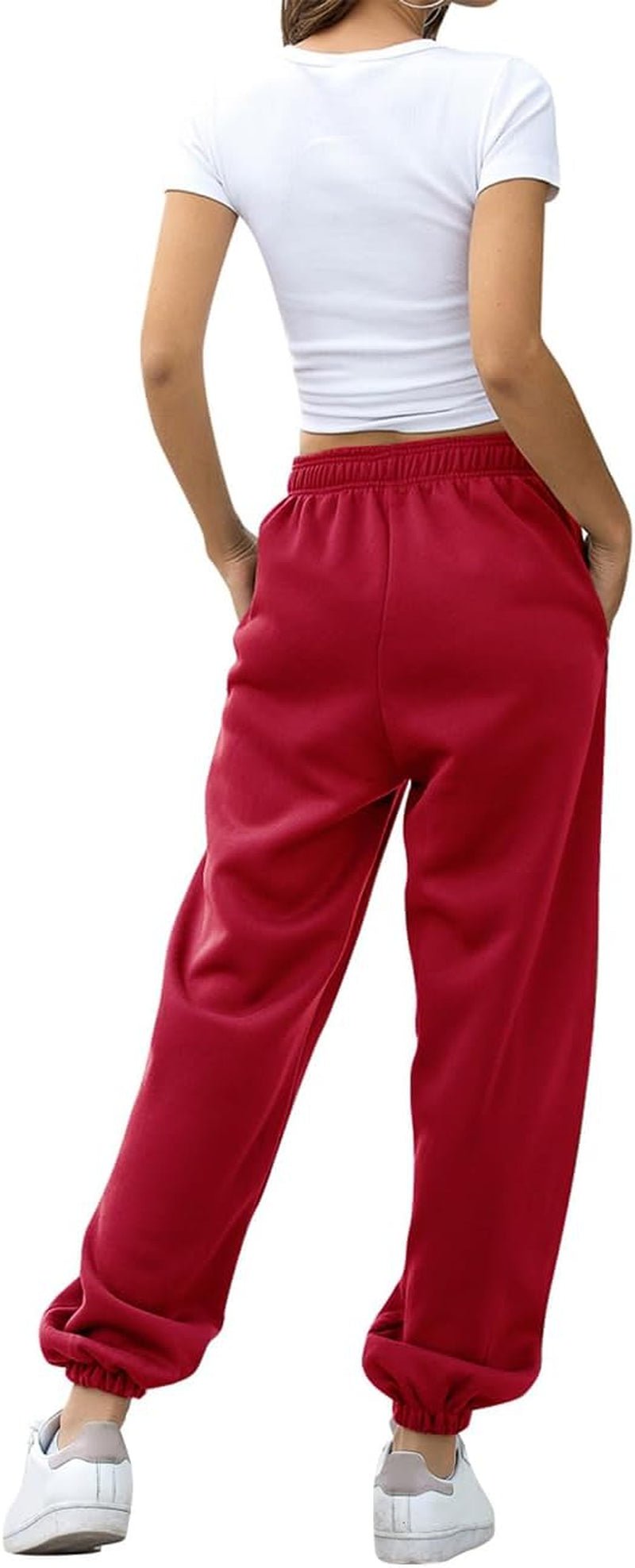 Women'S Baggy Sweatpants High Waisted Fleece Cotton Sweat Pants - Miki Guru Store US