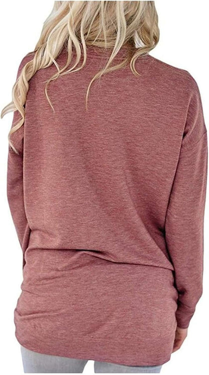Womens Crewneck Sweatshirt Casual Loose Fit Tops Long Sleeve Shirts - Miki Guru Store US