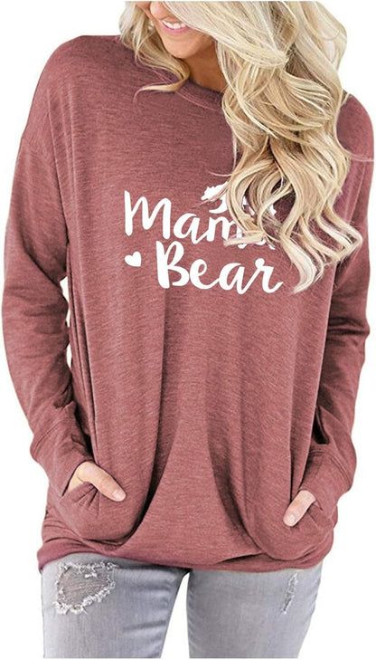 Womens Crewneck Sweatshirt Casual Loose Fit Tops Long Sleeve Shirts - Miki Guru Store US