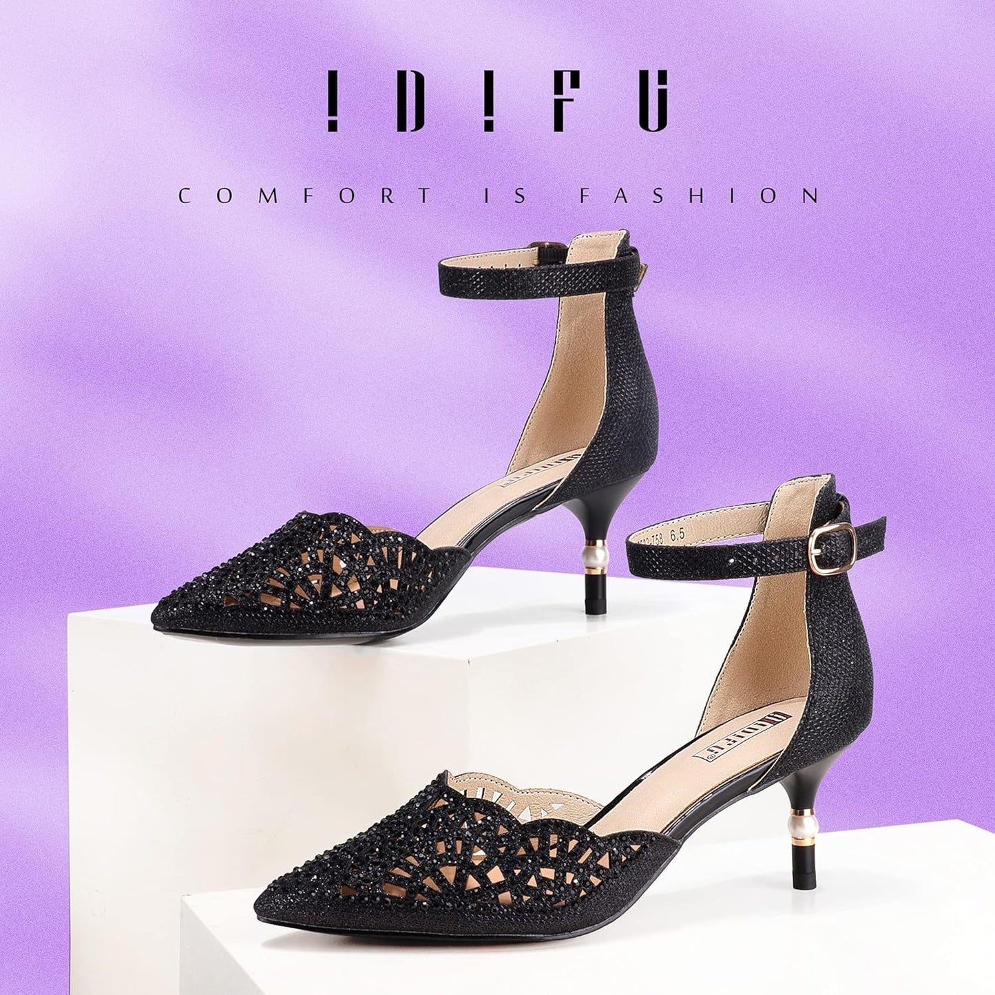 Women'S IN2 Candice Wedding Rhinestones Sequins Low Kitten Heels Pumps Dress Evening Shoes for Women Bridal Bride - Miki Guru Store US