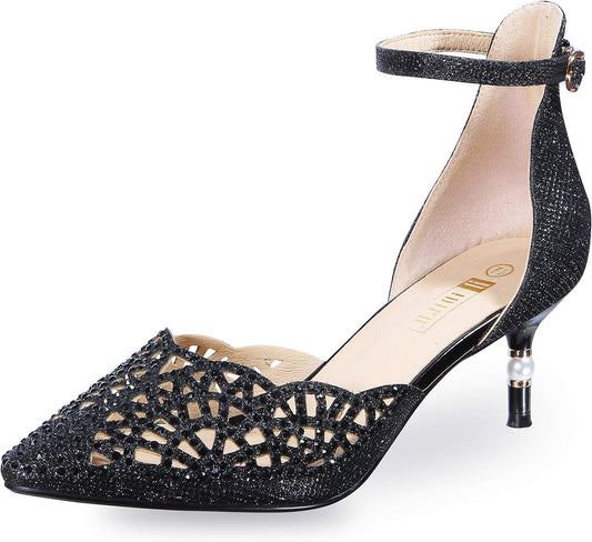 Women'S IN2 Candice Wedding Rhinestones Sequins Low Kitten Heels Pumps Dress Evening Shoes for Women Bridal Bride - Miki Guru Store US