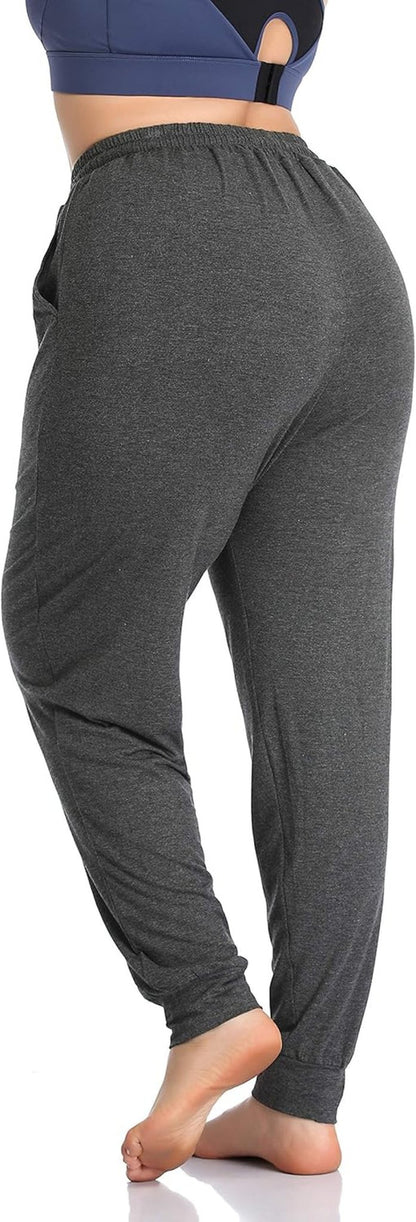 Women'S plus Size Casual Lounge Yoga Pants Comfy Relaxed Joggers Pants Drawstring with Pockets - Miki Guru Store US