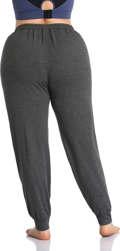 Women'S plus Size Casual Lounge Yoga Pants Comfy Relaxed Joggers Pants Drawstring with Pockets - Miki Guru Store US