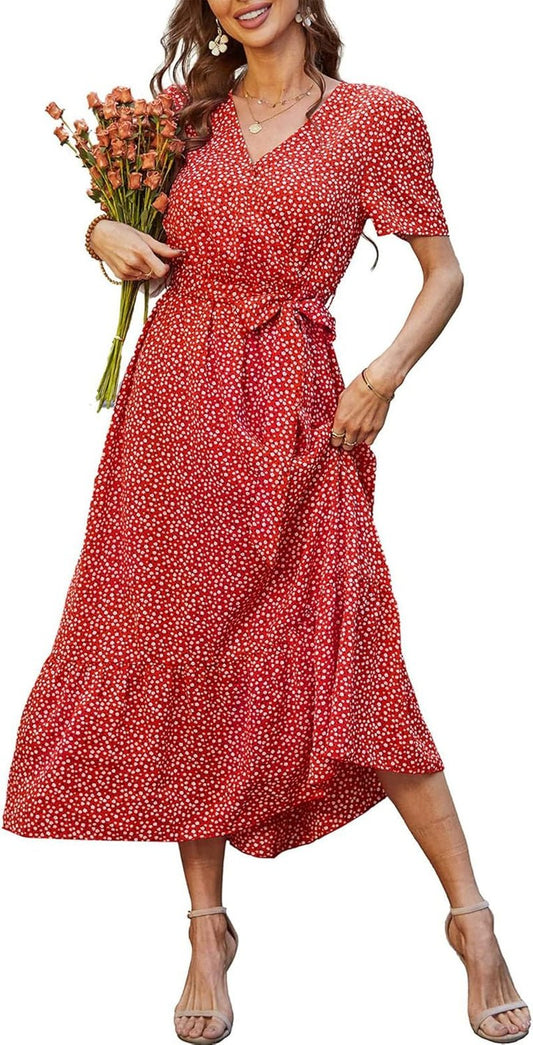 Women'S Summer Floral Boho Maxi Dress - Miki Guru Store US