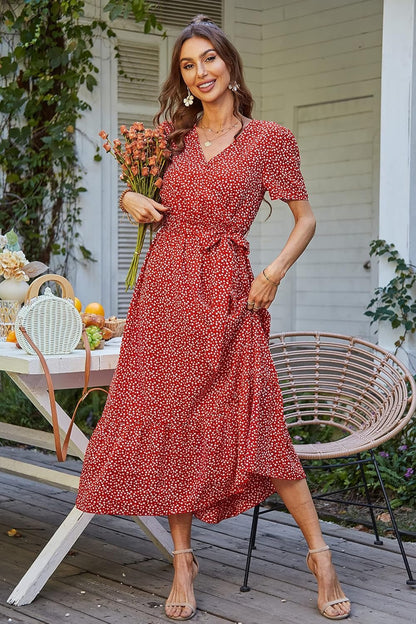 Women'S Summer Floral Boho Maxi Dress - Miki Guru Store US