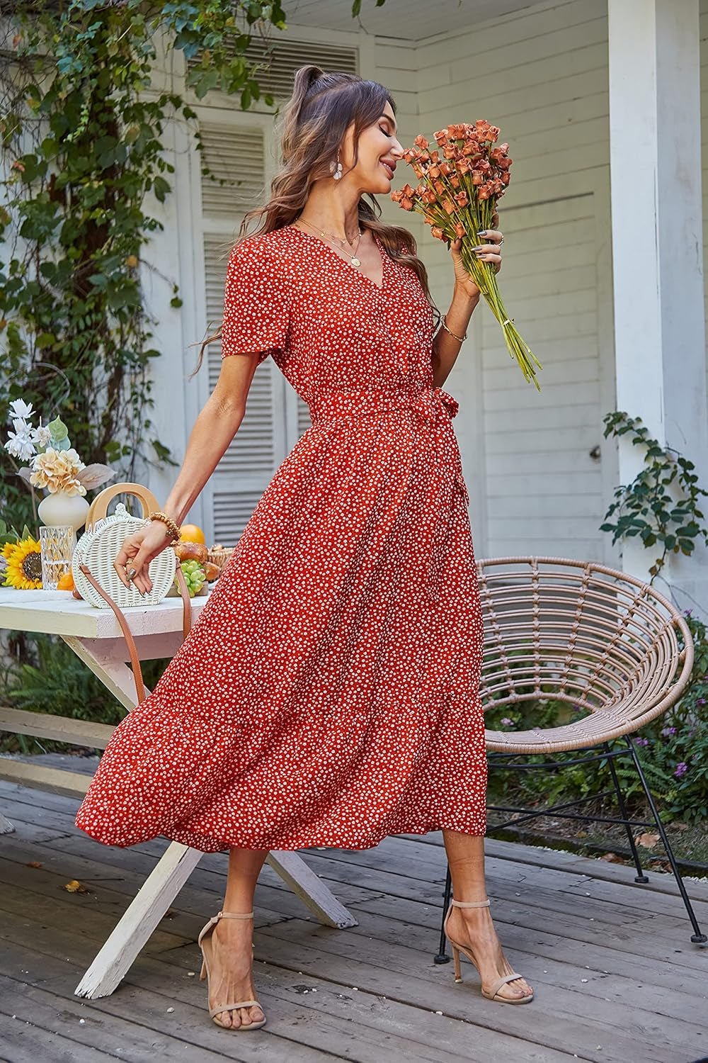 Women'S Summer Floral Boho Maxi Dress - Miki Guru Store US