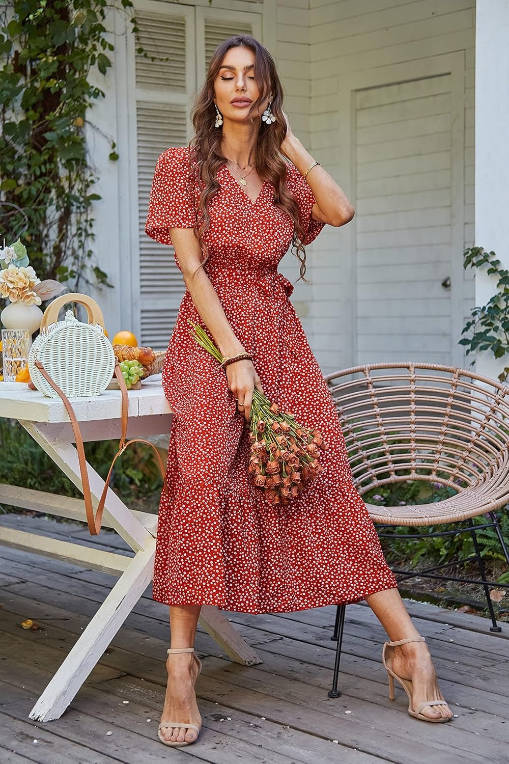 Women'S Summer Floral Boho Maxi Dress - Miki Guru Store US