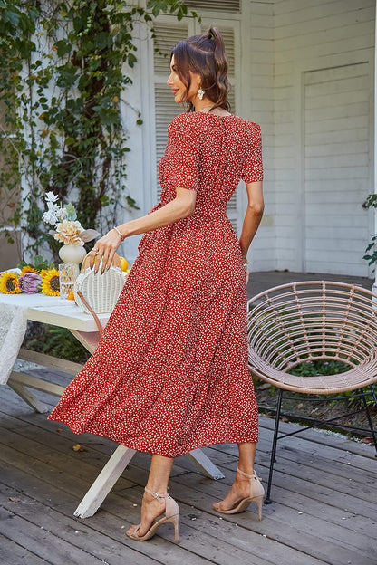 Women'S Summer Floral Boho Maxi Dress - Miki Guru Store US